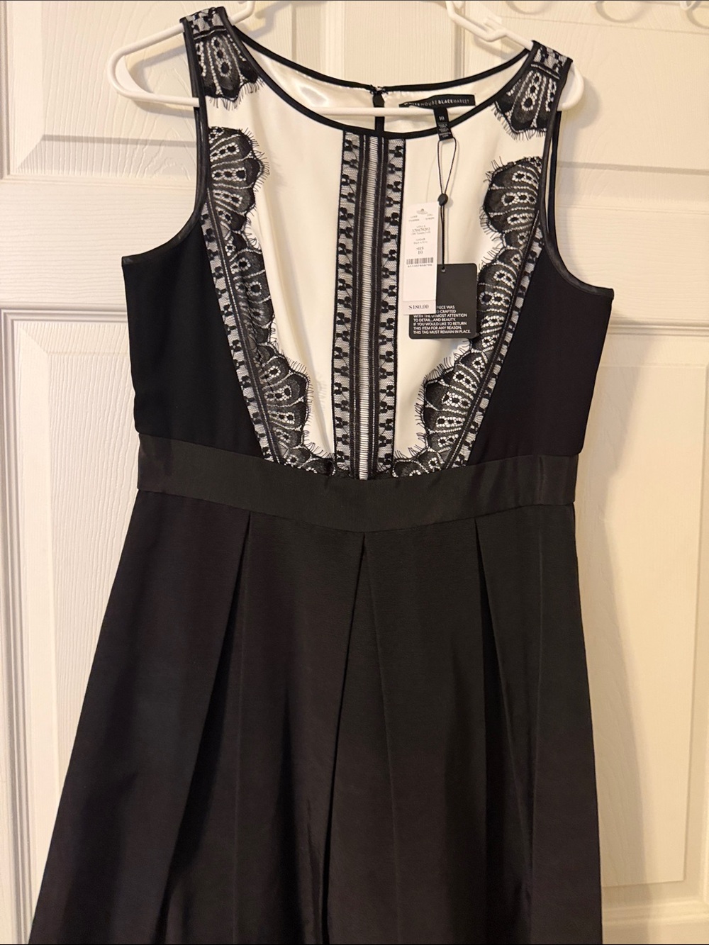 White House Black Market Black and White Lace-Trim Sleeveless Dress